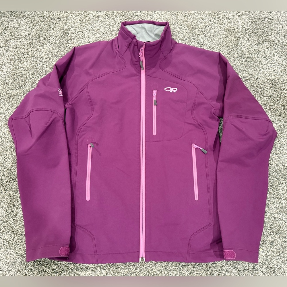 Outdoor research purple shell jacket, women's size medium